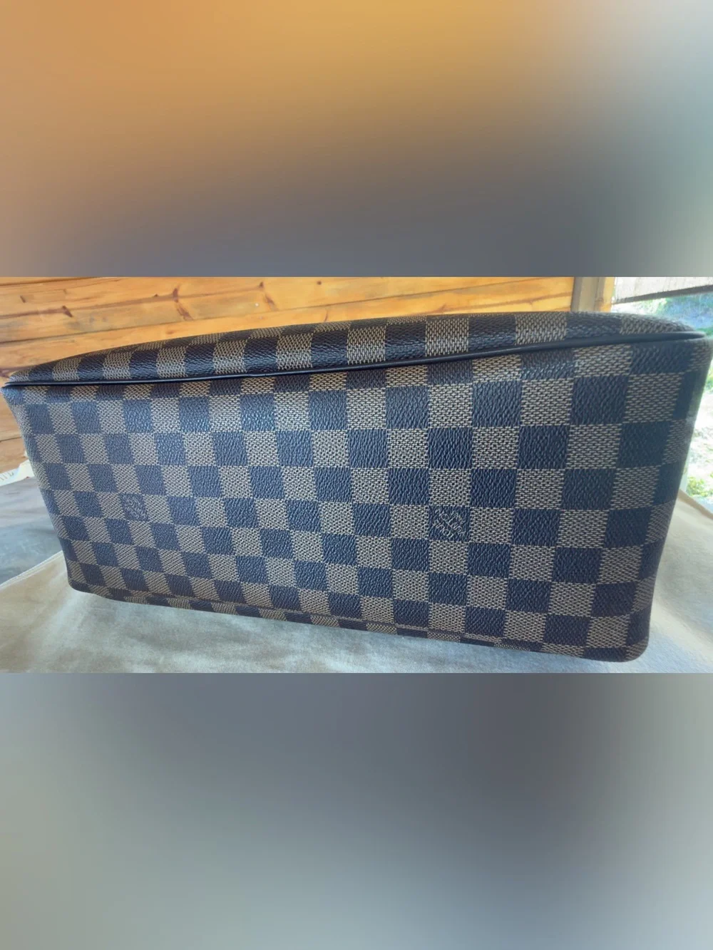Louis Vuitton Brown Damier Ebene Checkered Briefcase with Gold Hardware